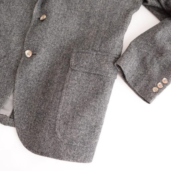 Vintage '90s Jacobson's Grey Tweed Double Button 100% Camel Hair Blazer 42R - Picture 15 of 16